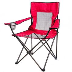 Кресло складное Green Days, с подстаканником, красное/черная сетка, 52х52х87 см