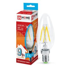 Лампа светодиодная IN HOME свеча LED-СВЕЧА-deco, 9 Вт, Е14, холодный белый свет