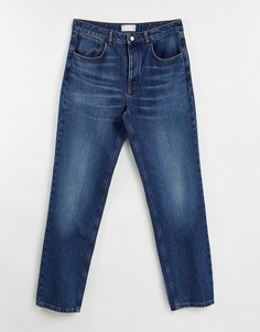 Темные выбеленные джинсы в винтажном стиле прямого кроя из смесового органического хлопка ASOS DESIGN-Голубой
