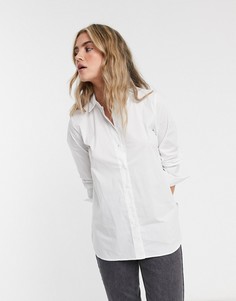 Белая рубашка из смесового органического хлопка с молнией сбоку Selected Femme-Белый