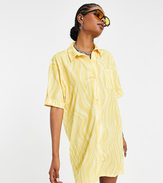 Желтое платье-рубашка с абстрактным волнистым принтом ASOS DESIGN Tall-Желтый