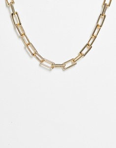 Золотистое ожерелье-цепочка с крупными прямоугольными звеньями Monki Ashley-Золотистый