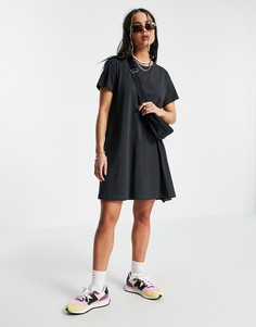 Черное платье-футболка мини из органического хлопка Weekday Teeny-Черный цвет