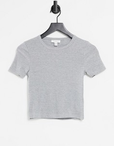 Повседневная укороченная футболка цвета серый меланж Topshop