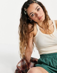 Кремовая базовая майка в рубчик Topshop-Белый