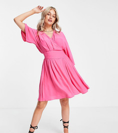 Розовое платье мини с рукавами кимоно и запахом Y.A.S Petite-Розовый цвет