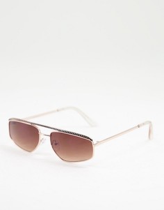 Женские квадратные солнцезащитные очки в серебристой оправе с коричневыми стеклами Jeepers Peepers-Серебристый