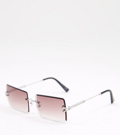 Квадратные солнцезащитные очки в серебристой оправе с розовыми линзами Jeepers Peepers – эксклюзивно для ASOS-Серебристый