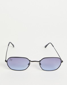Черные солнцезащитные очки в стиле унисекс овальной формы с синими стеклами Jeepers Peepers-Черный
