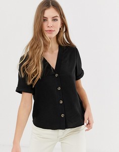 Черная блузка с пуговицами Pimkie-Черный