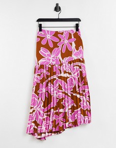 Ассиметричная юбка макси с абстрактным цветочным принтом от комплекта Liquorish-Multi