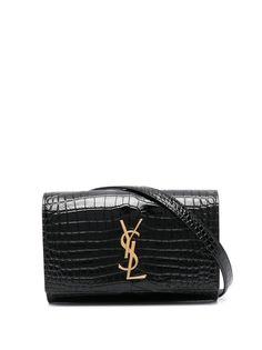 Saint Laurent поясная сумка с тиснением под крокодила и логотипом