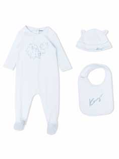 Kenzo Kids комплект из комбинезона, шапки и нагрудника с принтом Tiger