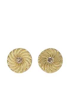 FLORA BHATTACHARY серьги-гвоздики Kundalini Spiral из переработанного желтого золота с бриллиантами