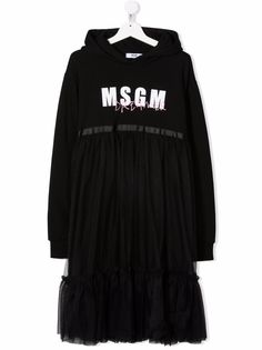 MSGM Kids платье с капюшоном и логотипом