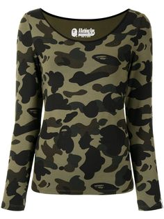 A BATHING APE® футболка с длинными рукавами и камуфляжным принтом Bape