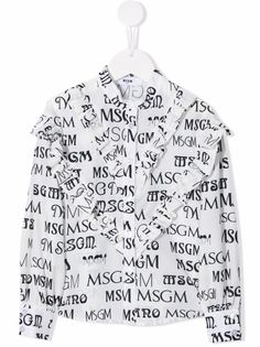 MSGM Kids блузка с оборками и логотипом