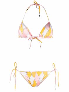 Emilio Pucci бикини с вырезом халтер и графичным принтом