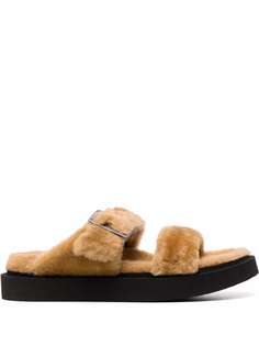Giuseppe Zanotti меховые шлепанцы Livio с ремешками