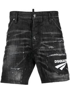 Dsquared2 джинсовые шорты с логотипом и эффектом потертости