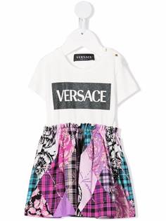 Versace Kids пальто в технике пэчворк с логотипом