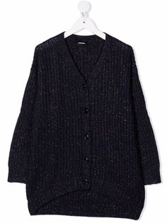 Diesel Kids кардиган с V-образным вырезом и окантовкой в рубчик