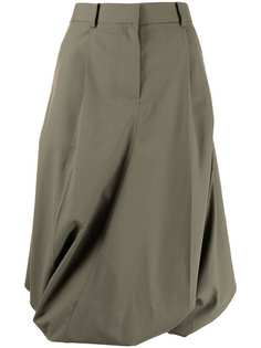 sacai юбка миди с драпировкой