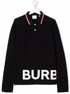 Burberry Kids рубашка поло с длинными рукавами и логотипом