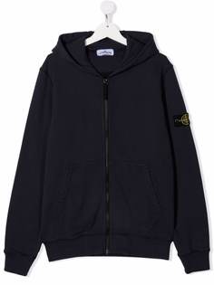 Stone Island Junior худи на молнии с нашивкой-логотипом