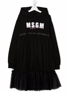 MSGM Kids платье-толстовка с капюшоном и логотипом