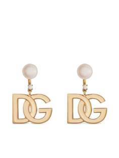 Dolce & Gabbana серьги-подвески с искусственным жемчугом и логотипом