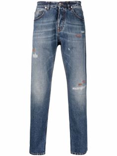 Eleventy узкие джинсы с эффектом потертости