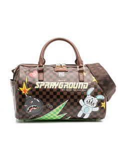Sprayground клетчатая сумка-тоут с графичным принтом