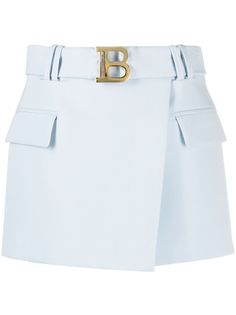 Balmain мини-юбка с запахом и пряжкой B