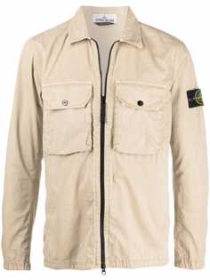 Stone Island куртка-рубашка с нашивкой-логотипом