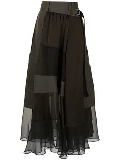 sacai длинная юбка в технике пэчворк