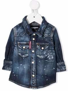 Dsquared2 Kids джинсовая рубашка с эффектом потертости