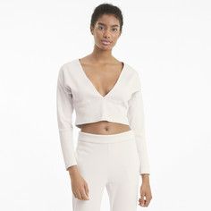 Топ с длинным рукавом Exhale Ribbed Knit V-Neck Long Sleeve Womens Training Top Puma