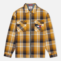 Мужская рубашка Tommy Jeans Check Zip Overshirt, цвет жёлтый