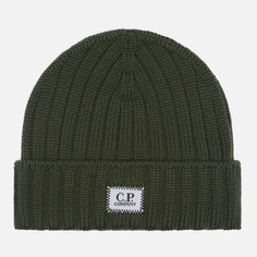 Шапка C.P. Company Extra Fine Merino Wool Logo, цвет зелёный