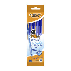 Набор ручек шариков. Bic Cristal Soft (918527) прозрачный d=0.35мм пакет (4шт) 10 шт./кор.
