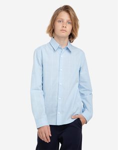 Голубая классическая рубашка в клетку для мальчика Gloria Jeans