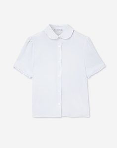Белая классическая рубашка с рюшами для девочки Gloria Jeans