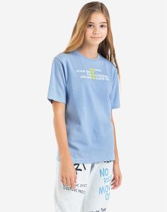 Голубая футболка из органического хлопка для девочки Gloria Jeans