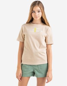 Бежевая футболка из органического хлопка для девочки Gloria Jeans