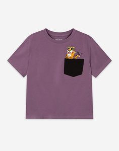 Фиолетовая футболка с принтом Here to chill для мальчика Gloria Jeans
