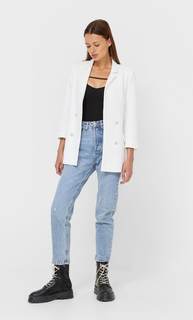 Stradivarius Двубортный Блейзер Белый Xs