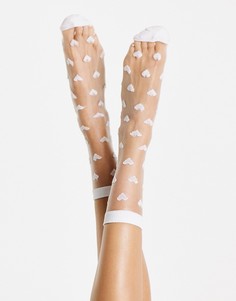 Белые полупрозрачные носки до щиколотки с сердечками Gipsy-Белый