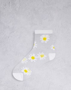 Белые прозрачные носки до щиколотки с маргаритками Gipsy-Белый