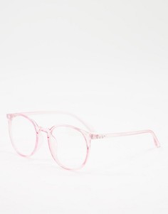 Круглые очки с защитой от синего света в прозрачной розовой оправе My Accessories-Розовый цвет